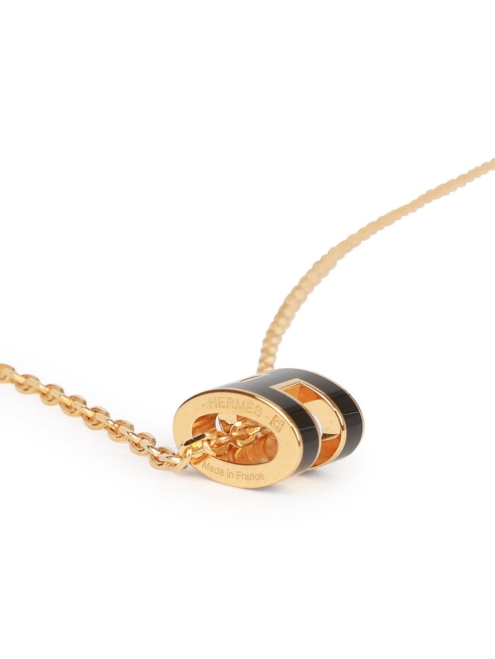 Auth HERMES Mini Pop H Pendant Necklace Black Noir Gold Hardware GHW - Picture 9 of 10